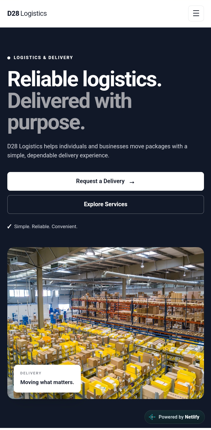 D28 Logistics website screenshot